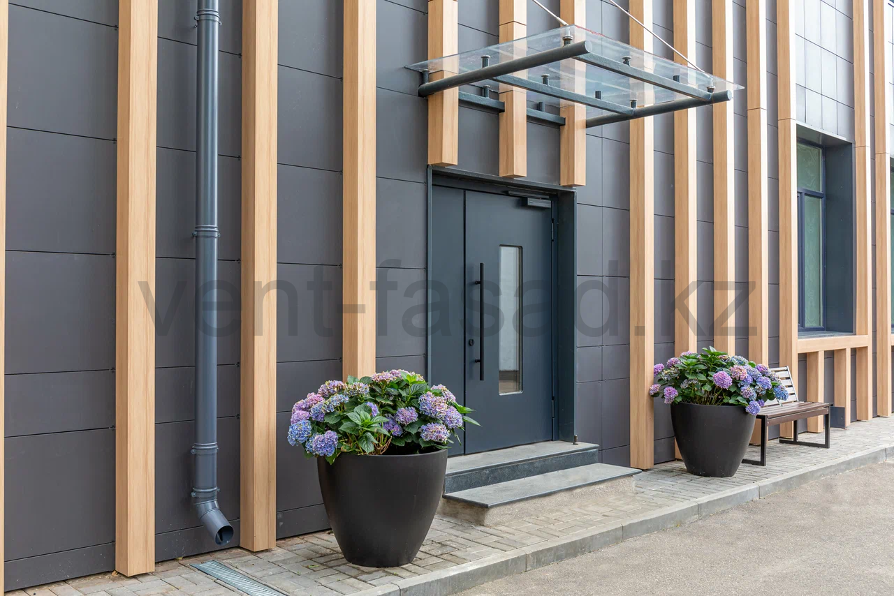 Современный вентилируемый фасад с керамогранитом