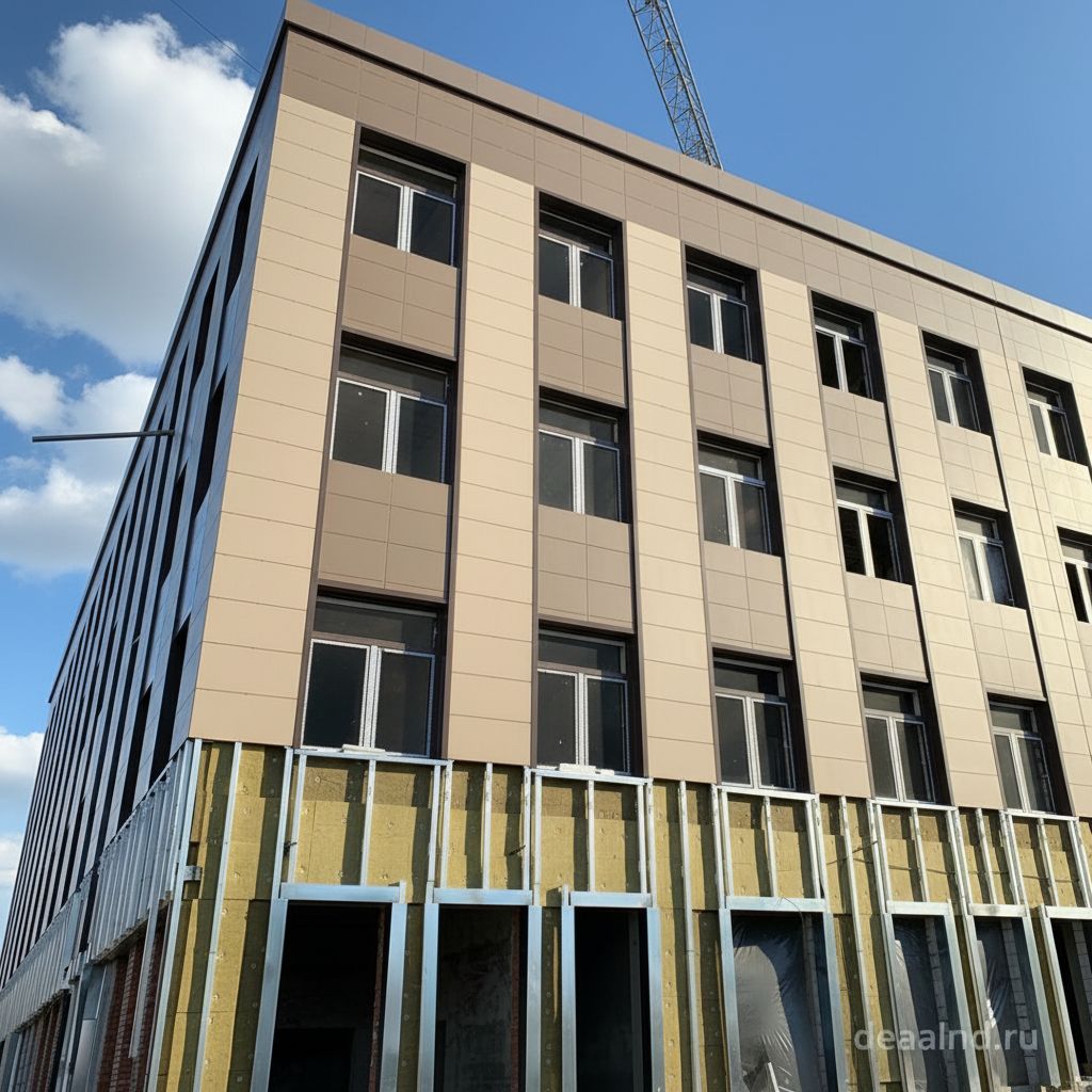 Проект вентилируемого фасада бесплатно: пример реализации облицовки керамогранитом на госпитале во Владикавказе